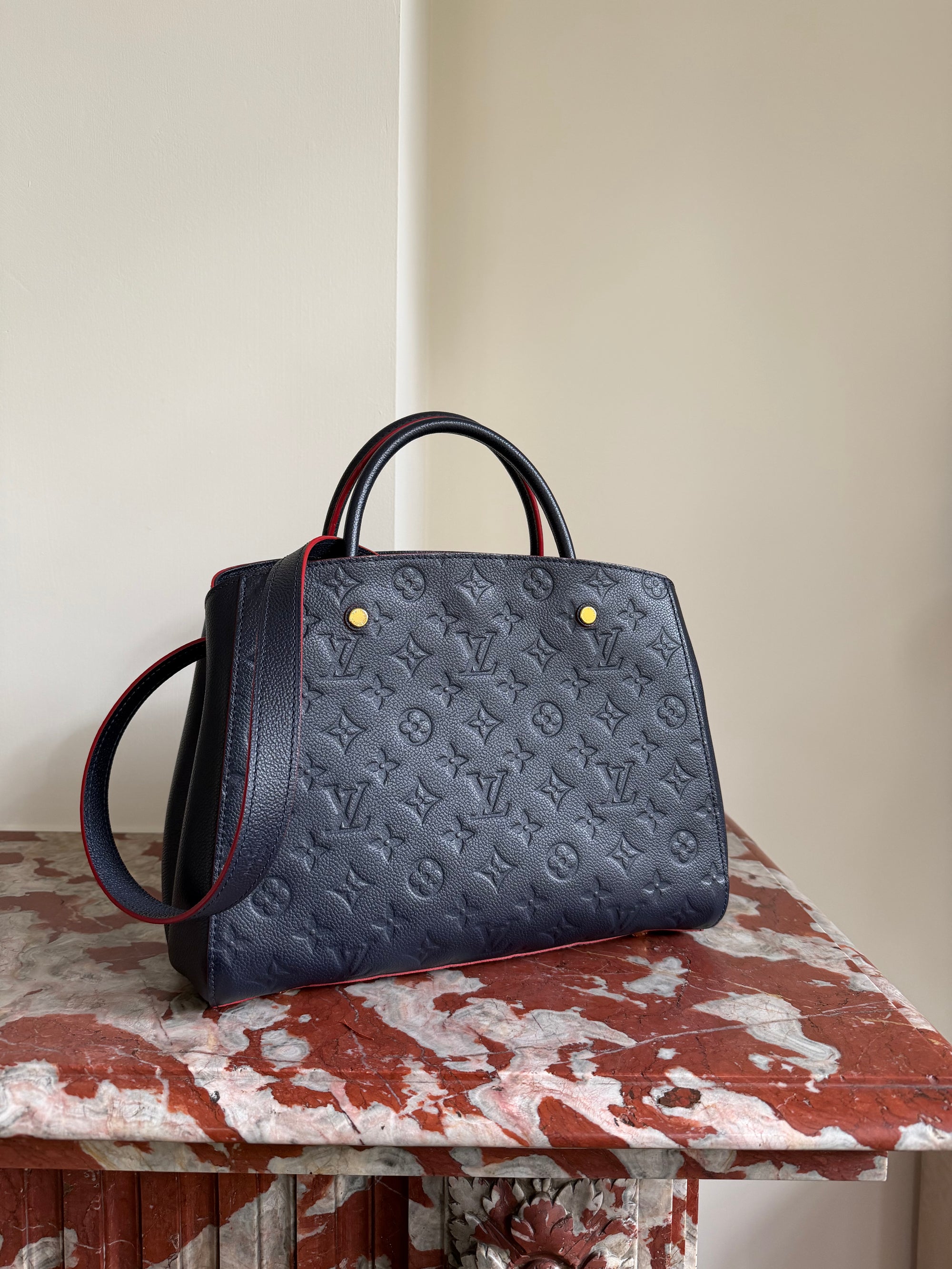 Louis Vuitton Blue Montaigne MM Empreinte Shoulder Bag
