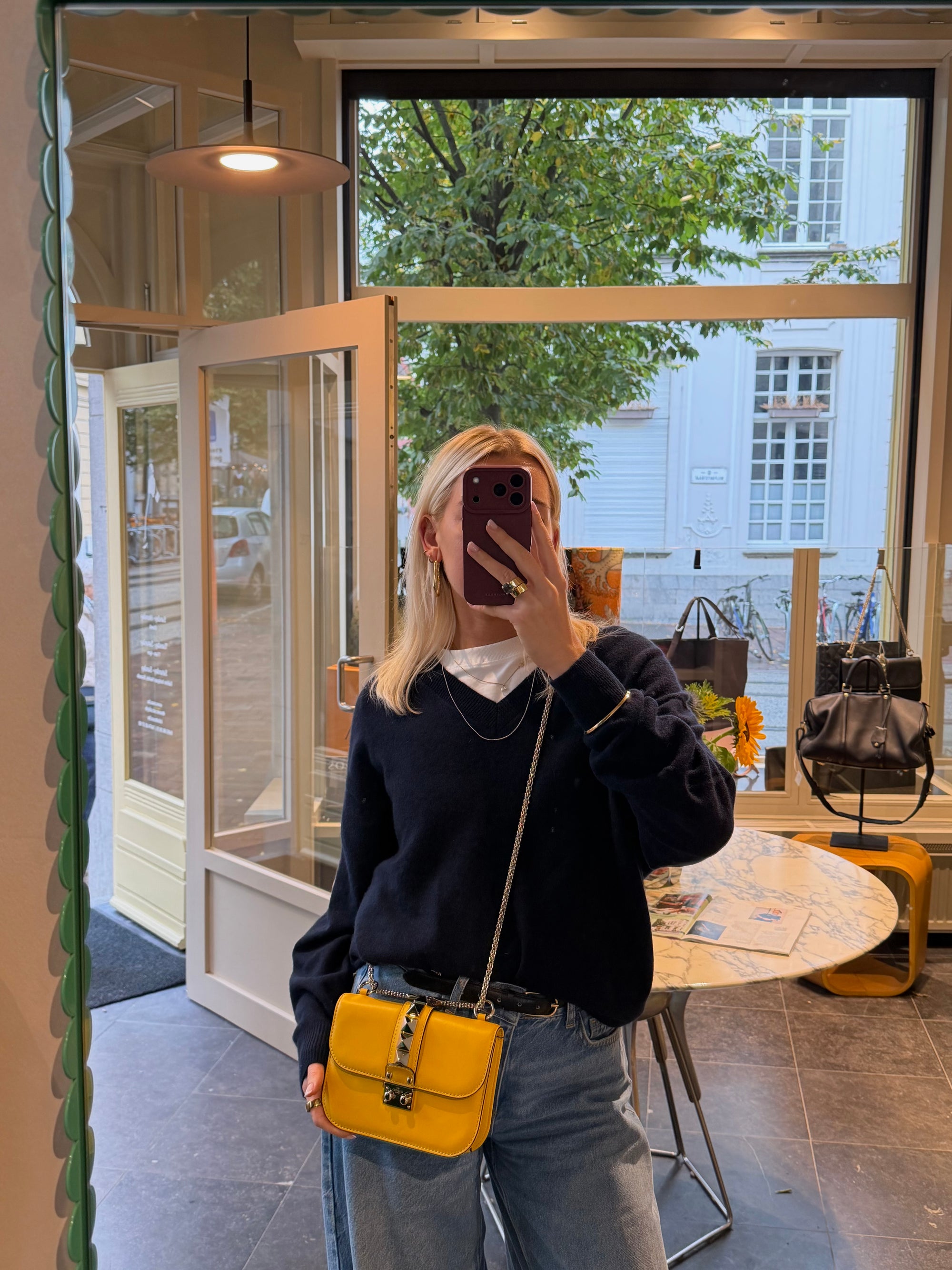 Valentino Garavani Yellow Glam Lock Rockstud Crossbody Bag
