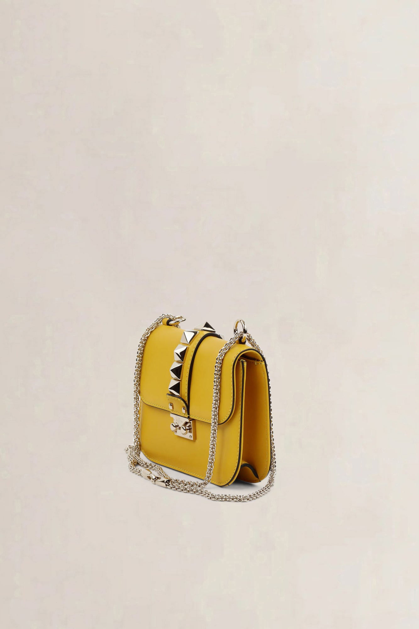 Valentino Garavani Yellow Glam Lock Rockstud Crossbody Bag