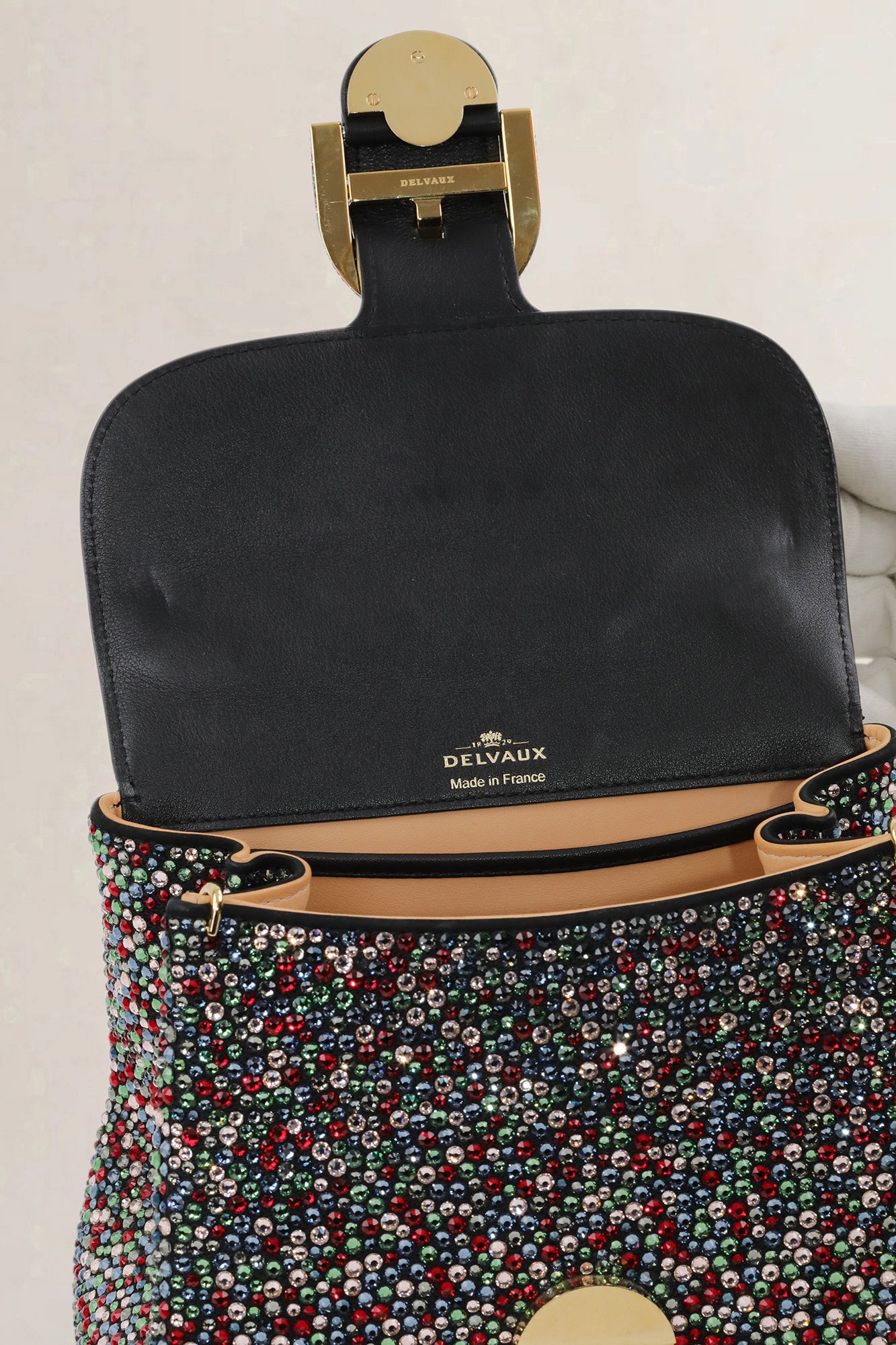 Delvaux Brillant Black Mini Crystal Multicolor Limited Edition Crossbody Bag