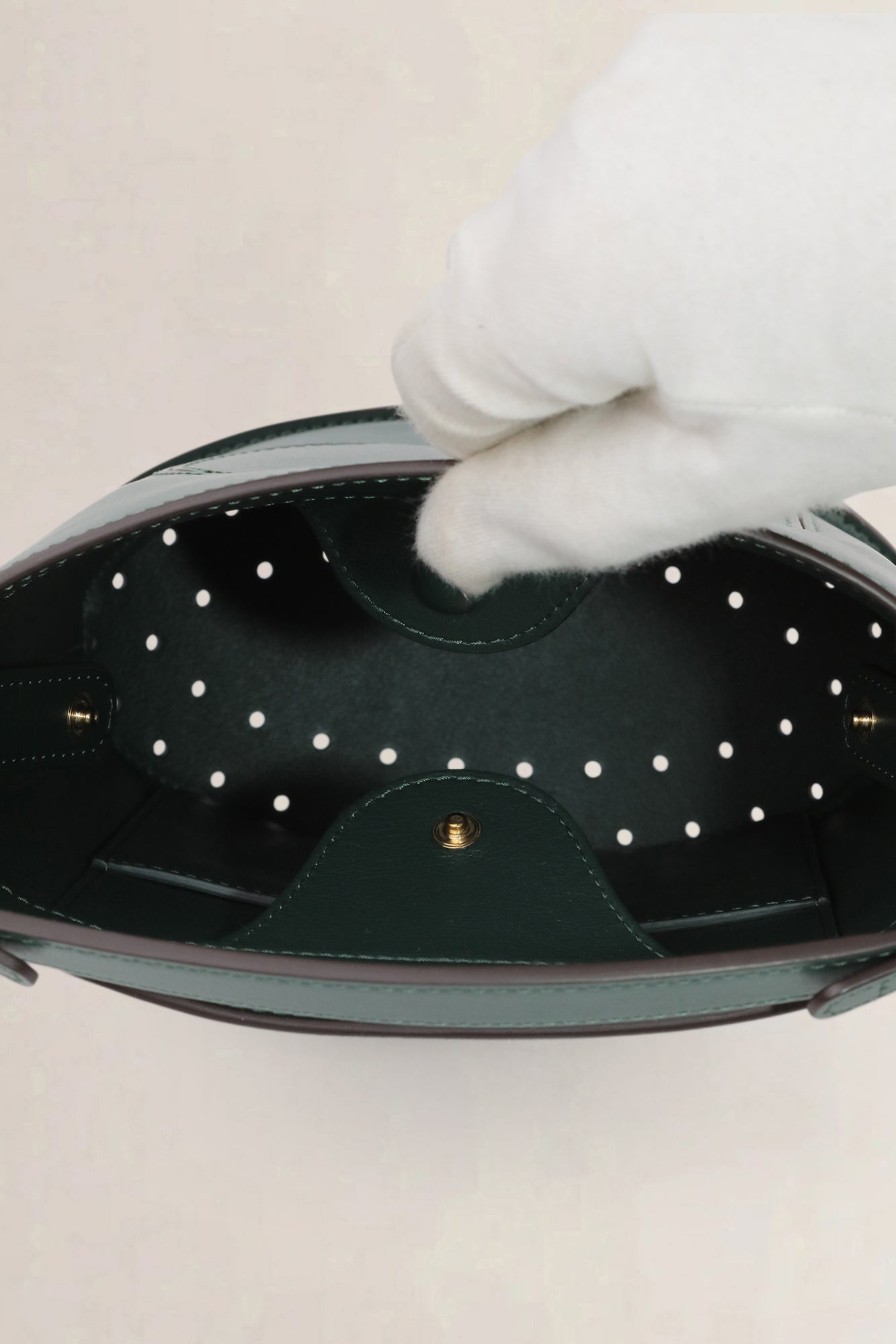 Delvaux Forest Green Box Leather Pin Toy Bucket Top Handle Bag