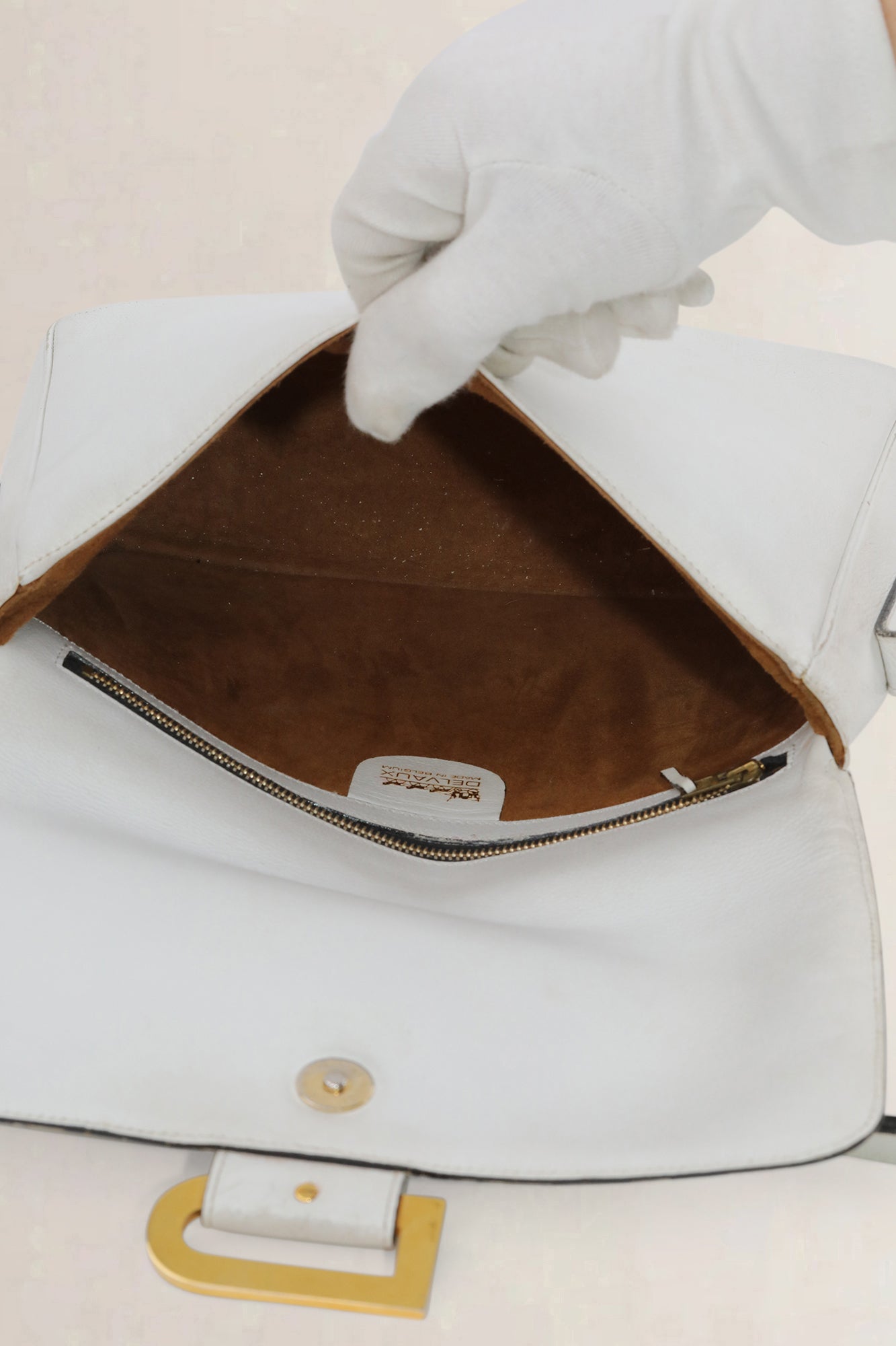 Delvaux White Leather Poirier Crossbody Bag