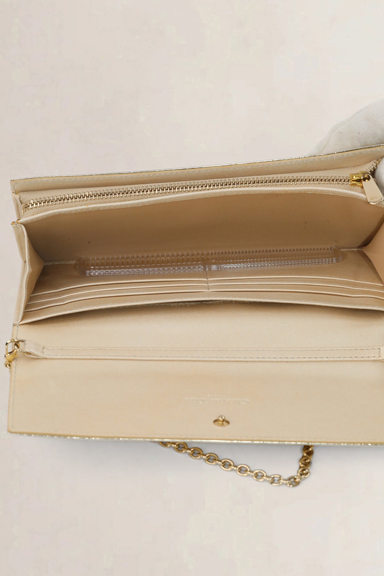 Christian Dior Gold Leather Logo Embossed Continental Wallet
