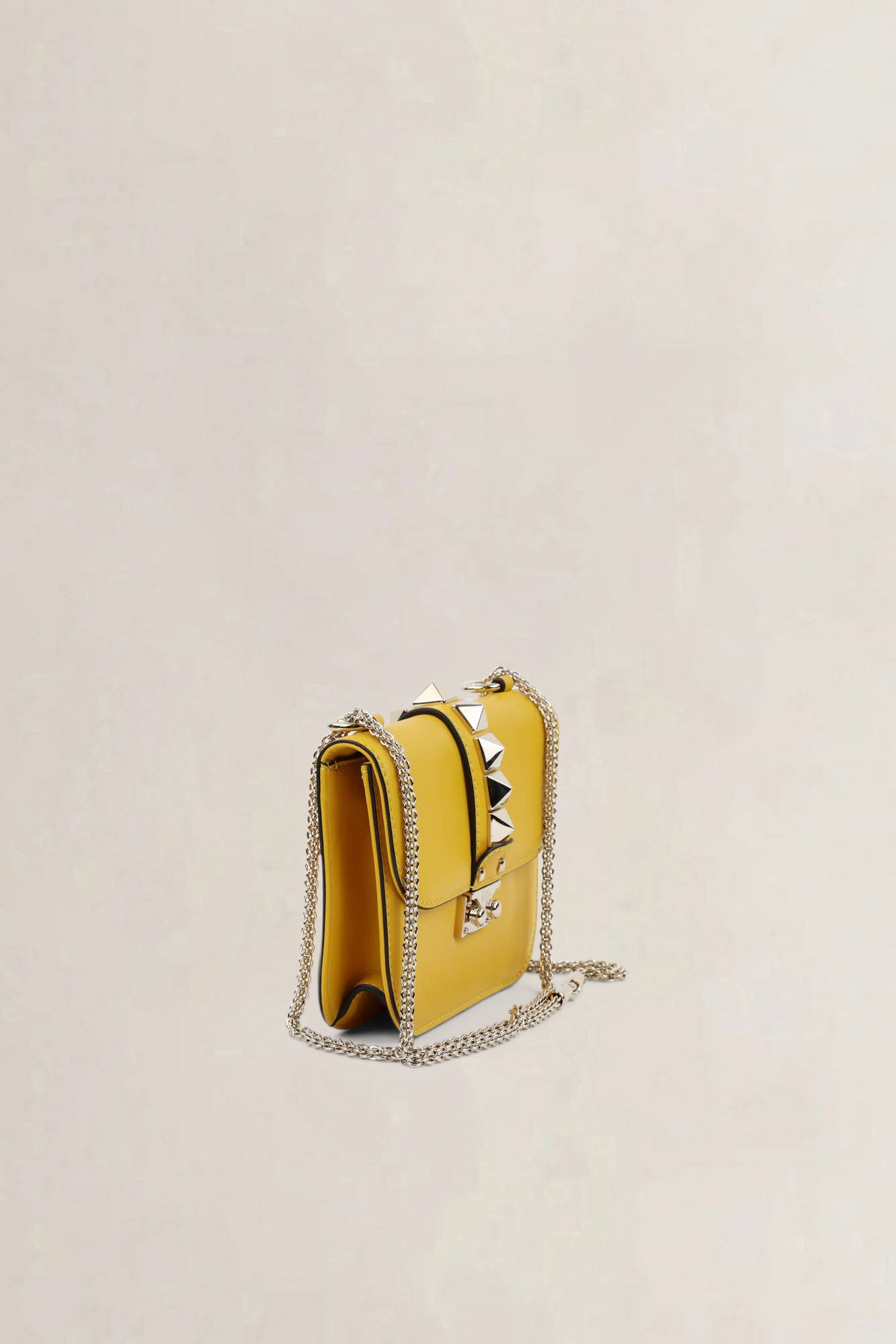 Valentino Garavani Yellow Glam Lock Rockstud Crossbody Bag