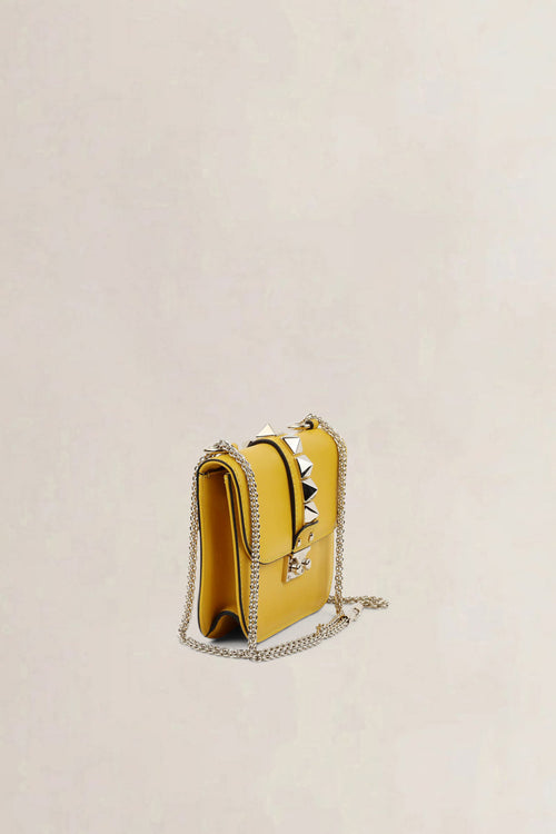 Valentino Garavani Yellow Glam Lock Rockstud Crossbody Bag