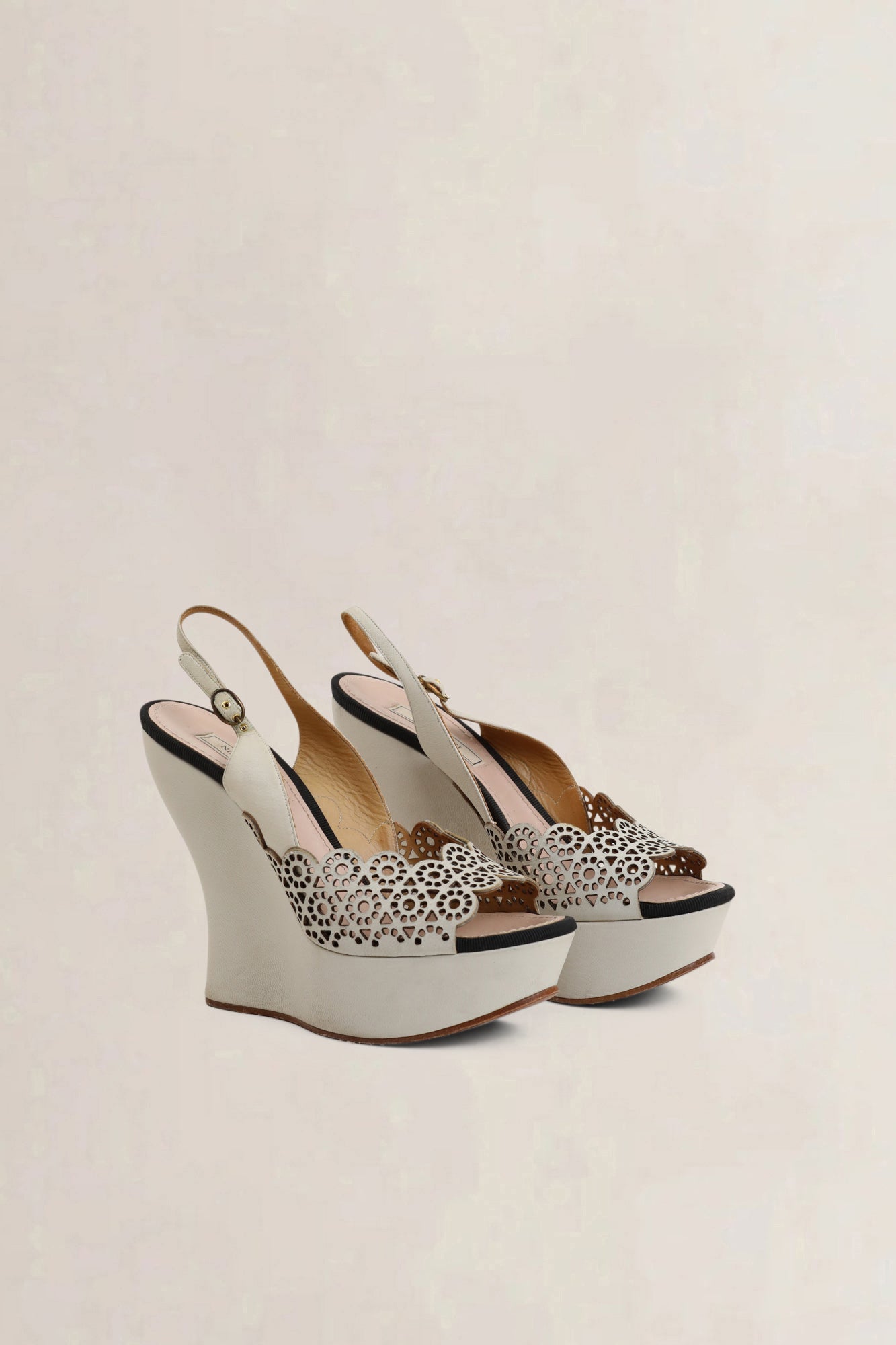 Beige Wedge Sandals