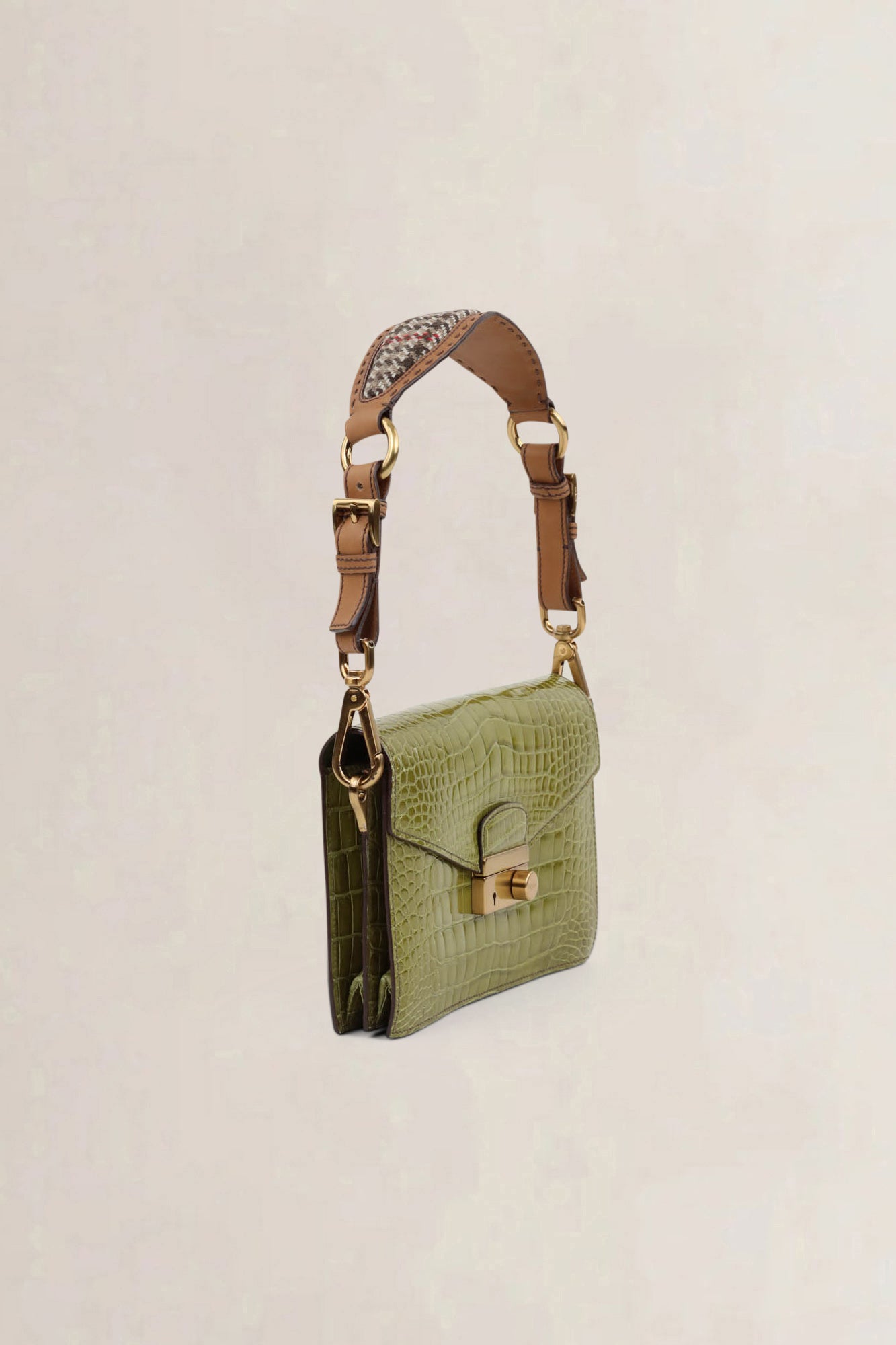 Prada Green Croco Sound Shoulder Bag