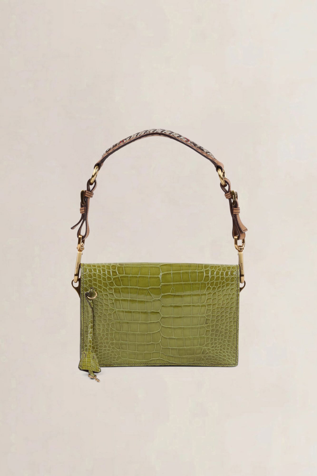 Prada Green Croco Sound Shoulder Bag
