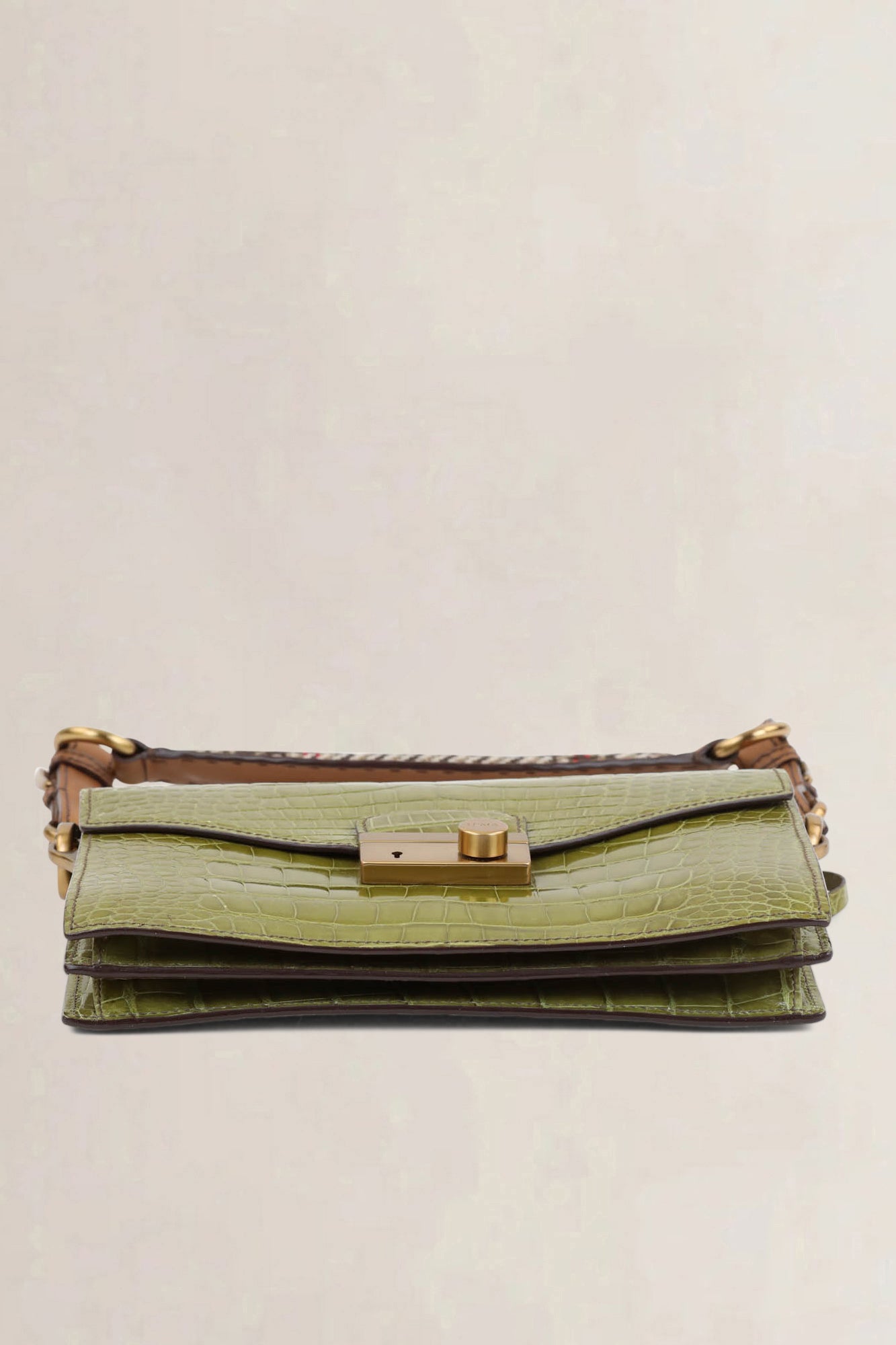 Prada Green Croco Sound Shoulder Bag