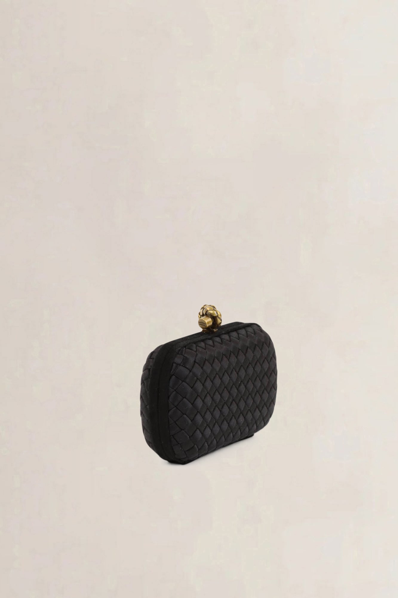 Bottega Veneta Black Satin Knot Clutch
