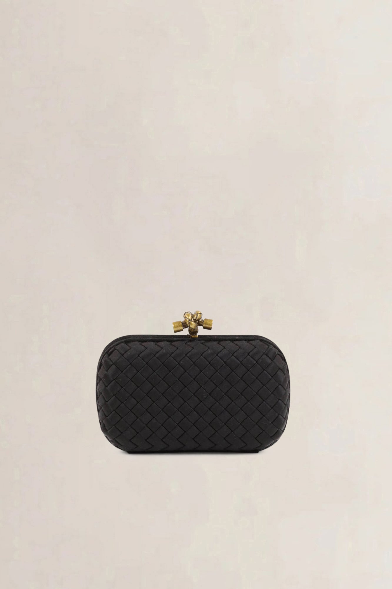 Bottega Veneta Black Satin Knot Clutch