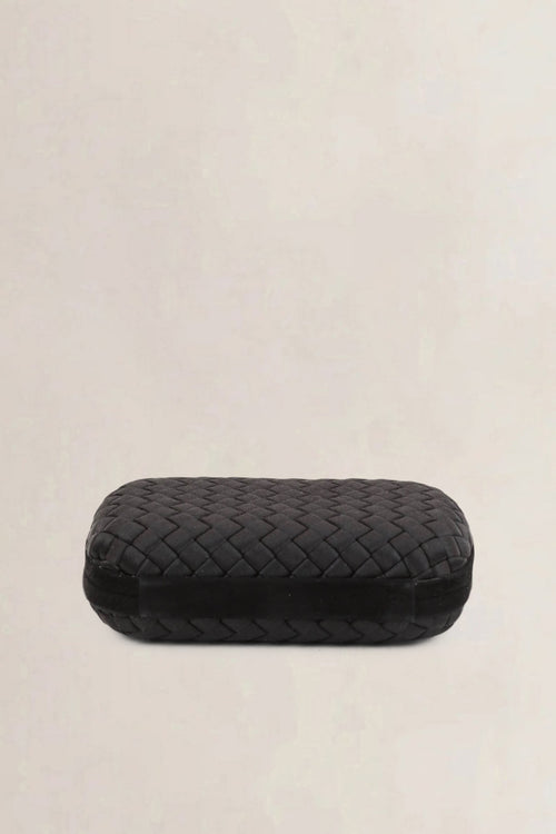 Bottega Veneta Black Satin Knot Clutch