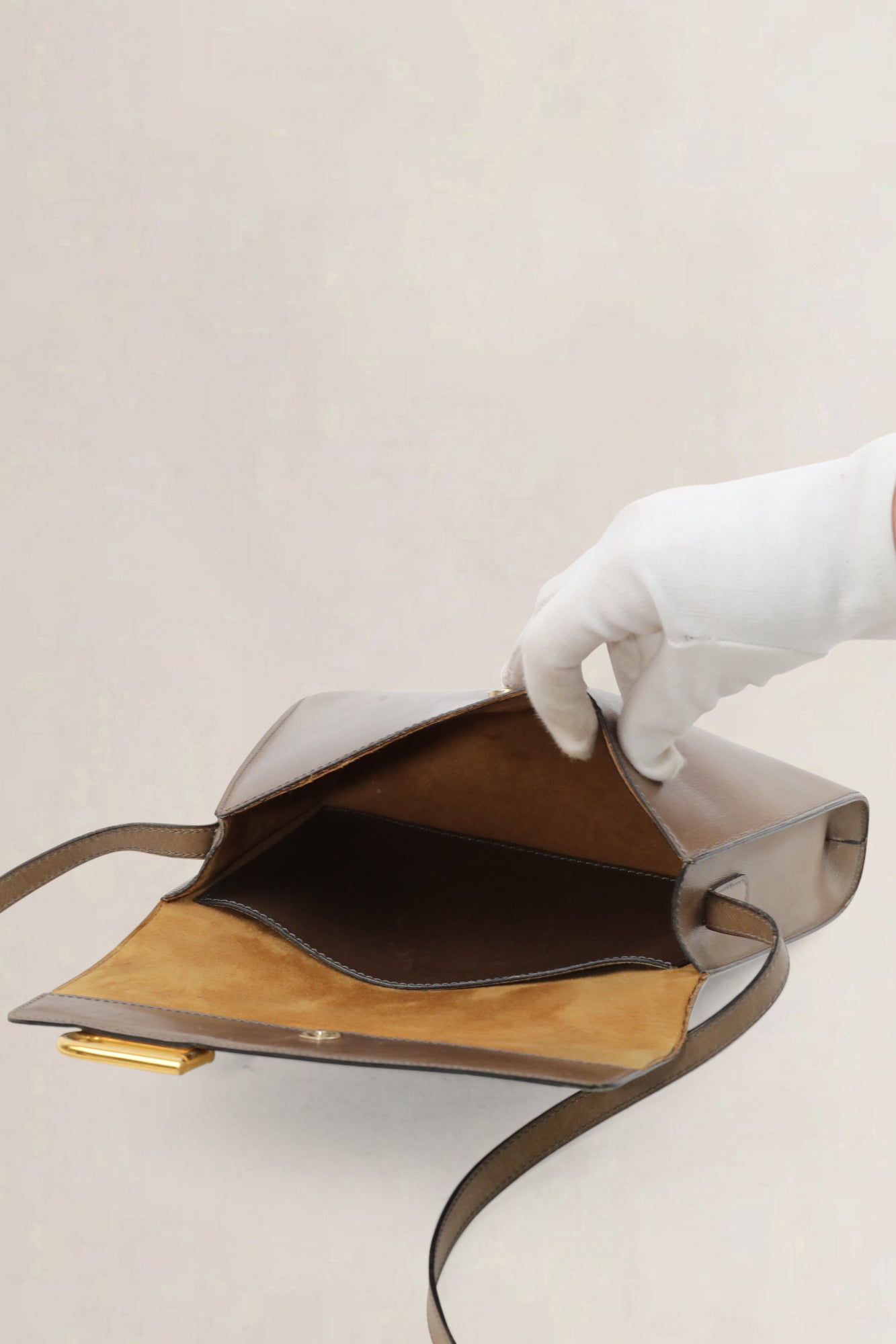 Taupe Leather Crossbody Bag