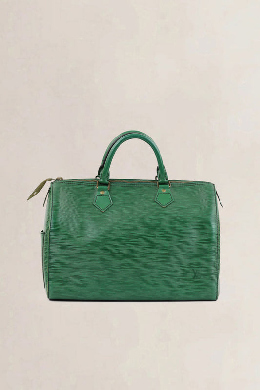 Louis Vuitton Borneo Green Epi Leather Speedy 30 Top Handle Bag