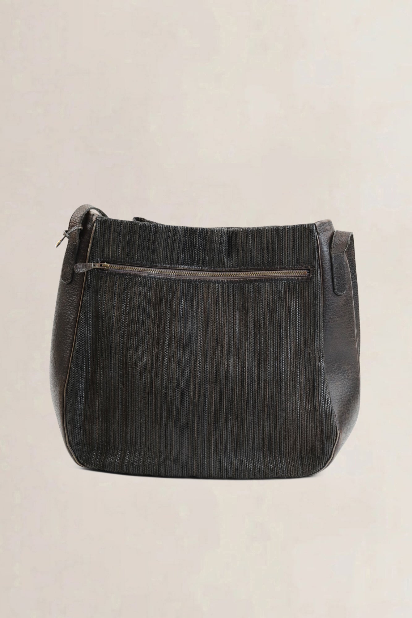 Black Toile De Cuir Bannière Crossbody Bag