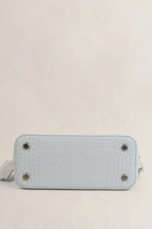 Balenciaga White Croc Embossed Patent Leather Ville Crossbody Bag
