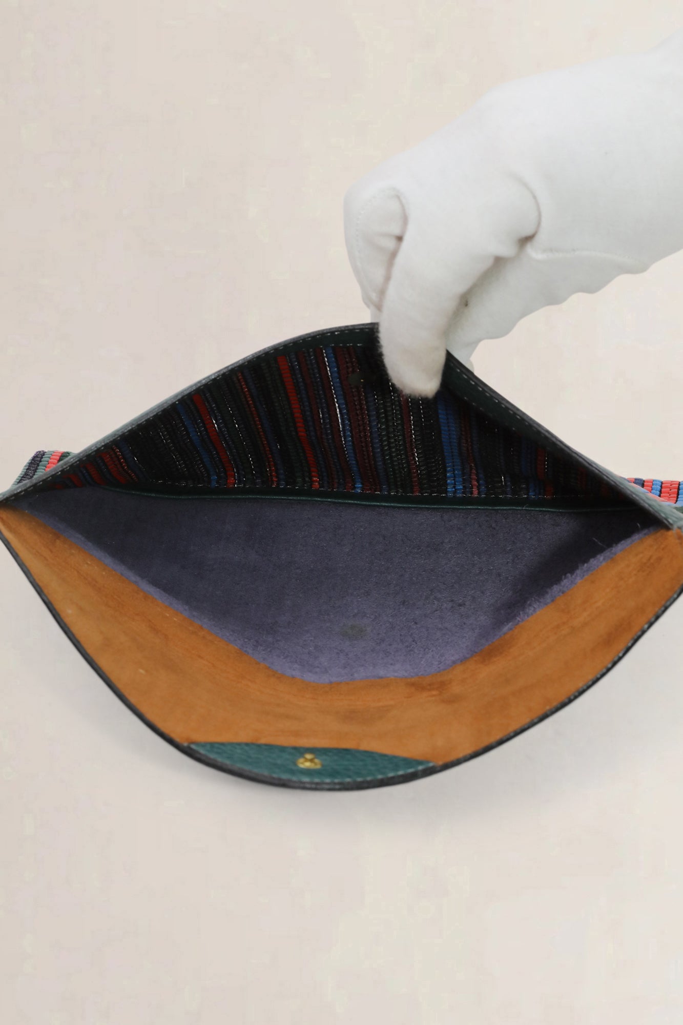 Delvaux Blue/Red/Green Toile De Cuir Clutch