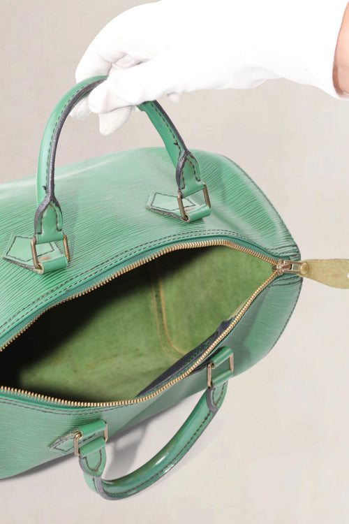 Louis Vuitton Borneo Green Epi Leather Speedy 30 Top Handle Bag