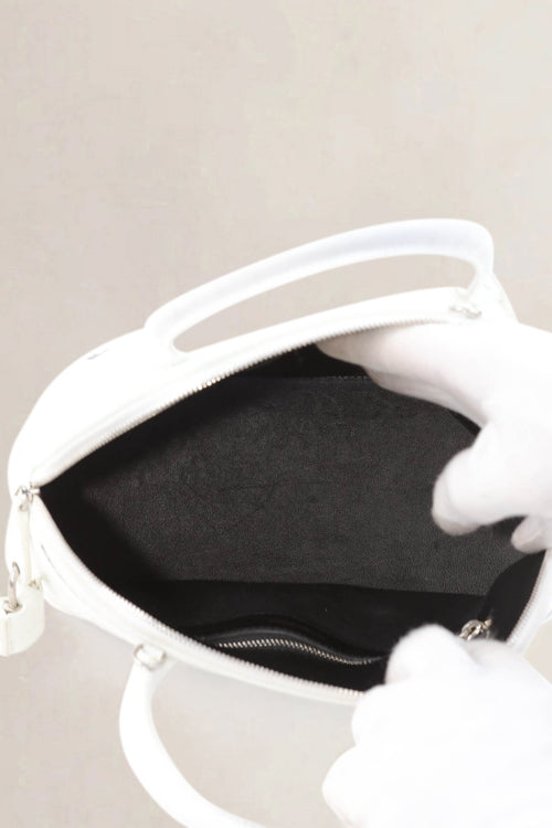 Balenciaga White Croc Embossed Patent Leather Ville Crossbody Bag