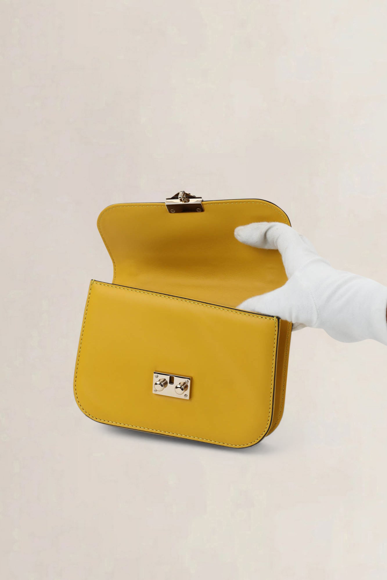 Valentino Garavani Yellow Glam Lock Rockstud Crossbody Bag