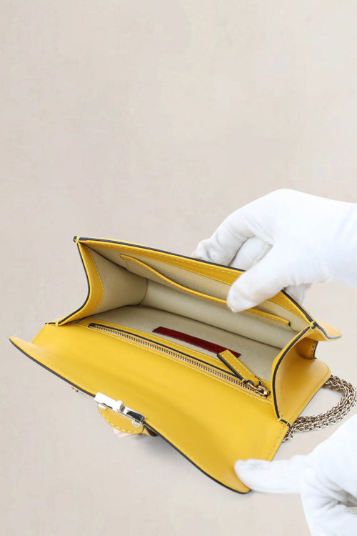 Valentino Garavani Yellow Glam Lock Rockstud Crossbody Bag