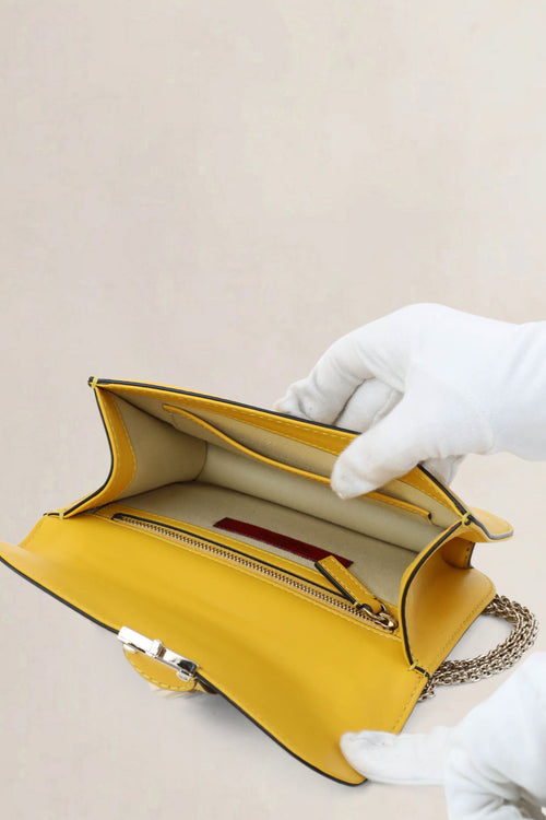 Valentino Garavani Yellow Glam Lock Rockstud Crossbody Bag