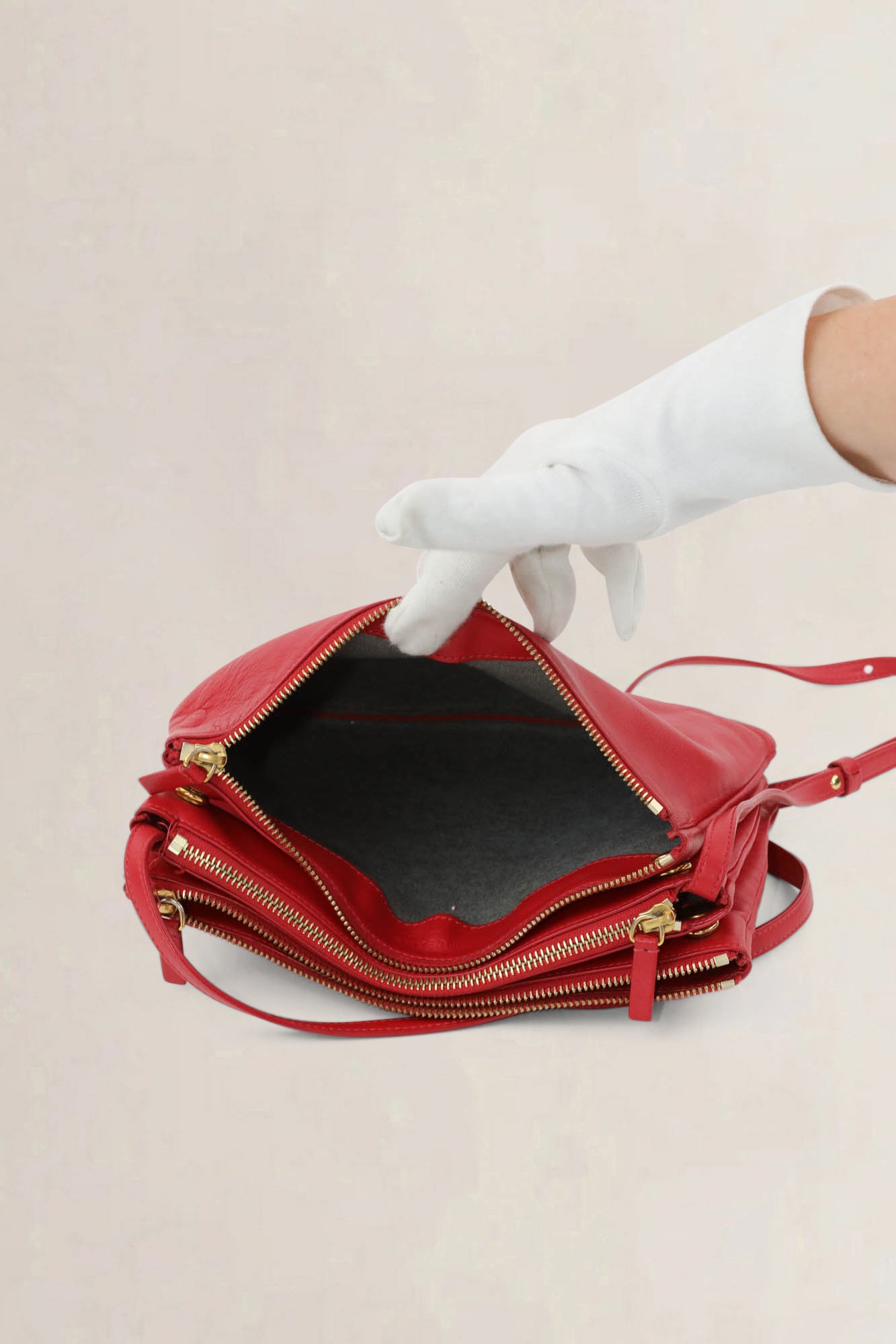 Céline Red Trio Crossbody Bag