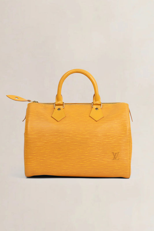Yellow Speedy 28 Epi Leather Top Handle Bag