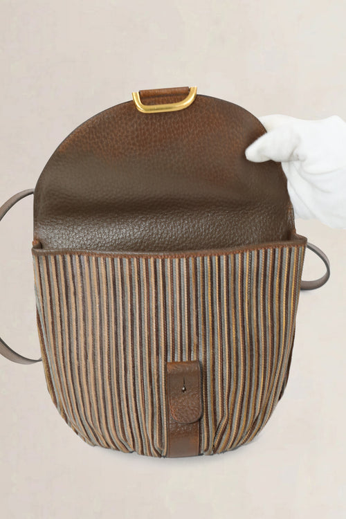 Delvaux Brown Toile De Cuir Listrac PM Crossbody Bag