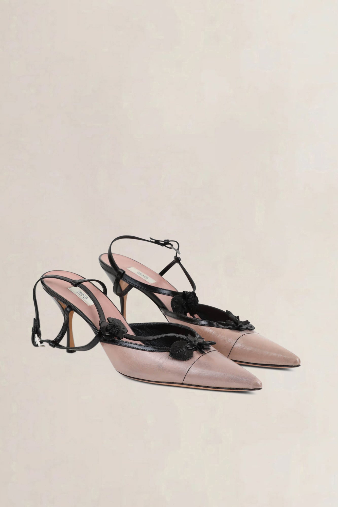 Prada Pink/Black Slingback Heels