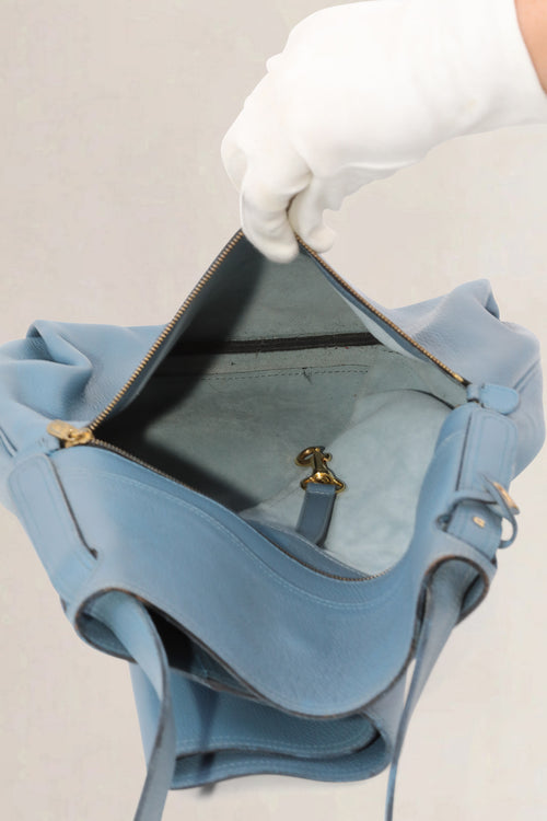 Delvaux Blue Leather Faust Shoulder Bag
