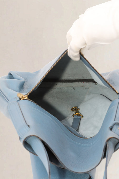 Delvaux Blue Leather Faust Shoulder Bag