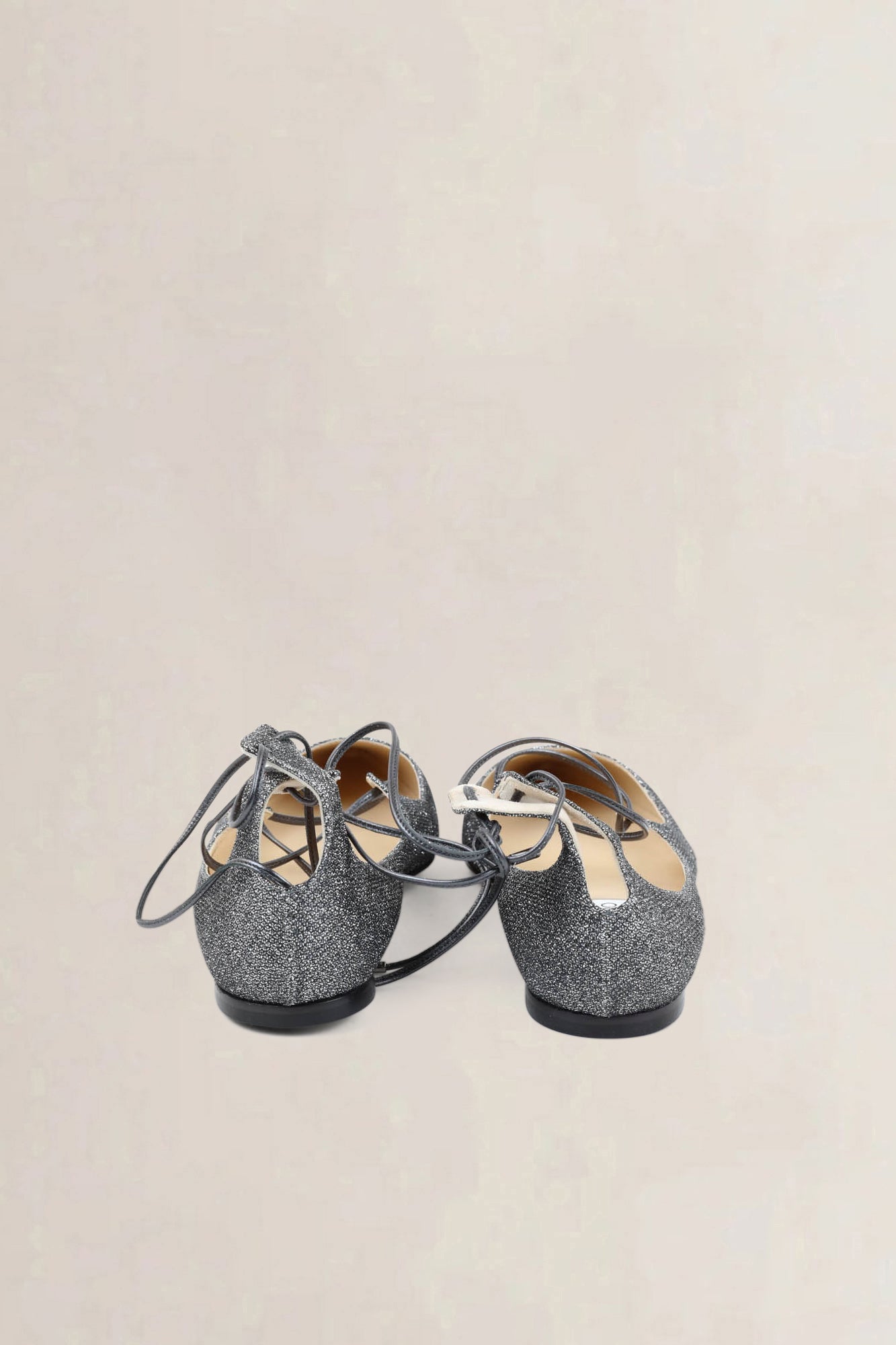 Jimmy Choo Glitter Lace-Up Flats
