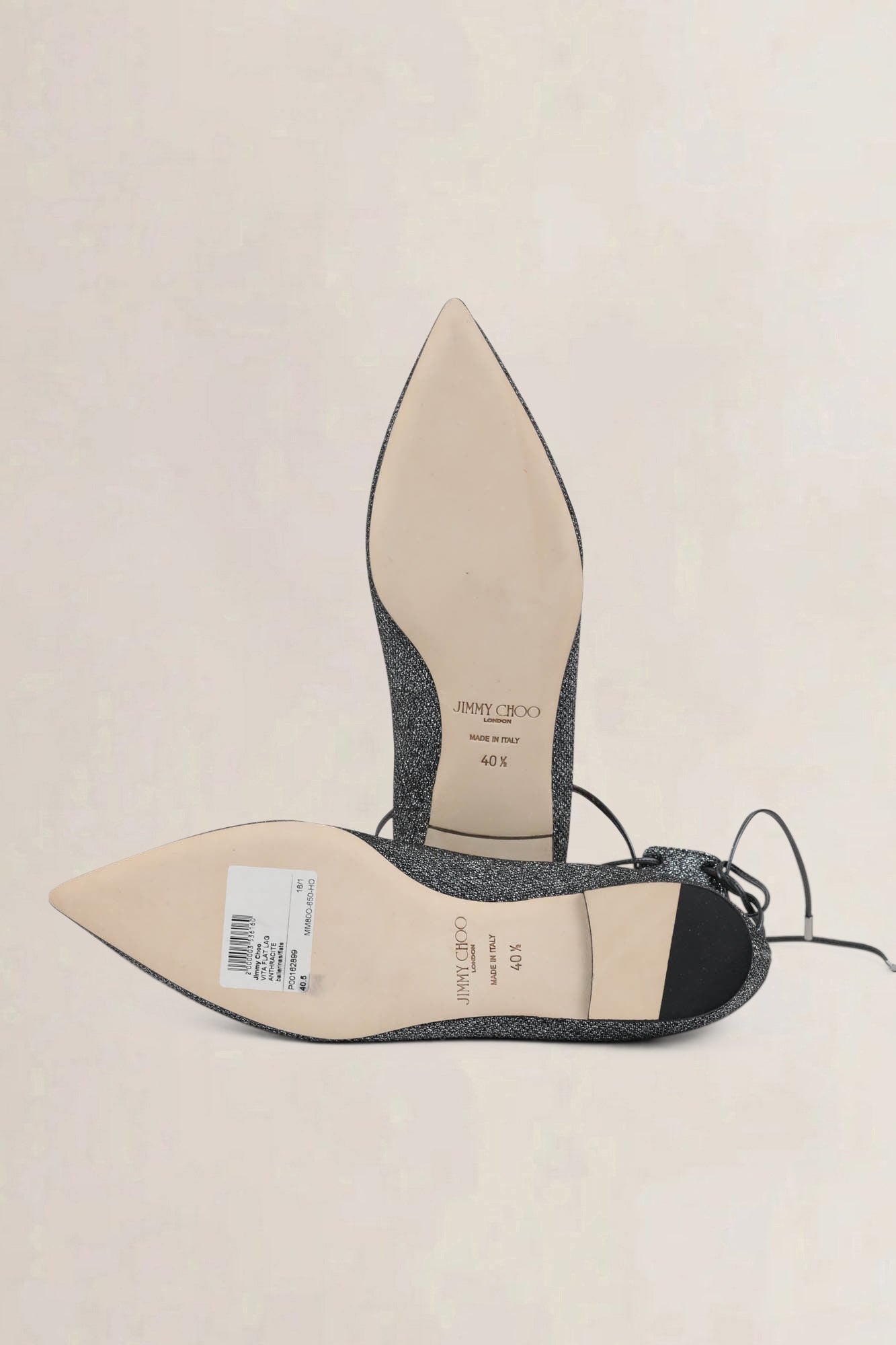 Jimmy Choo Glitter Lace-Up Flats