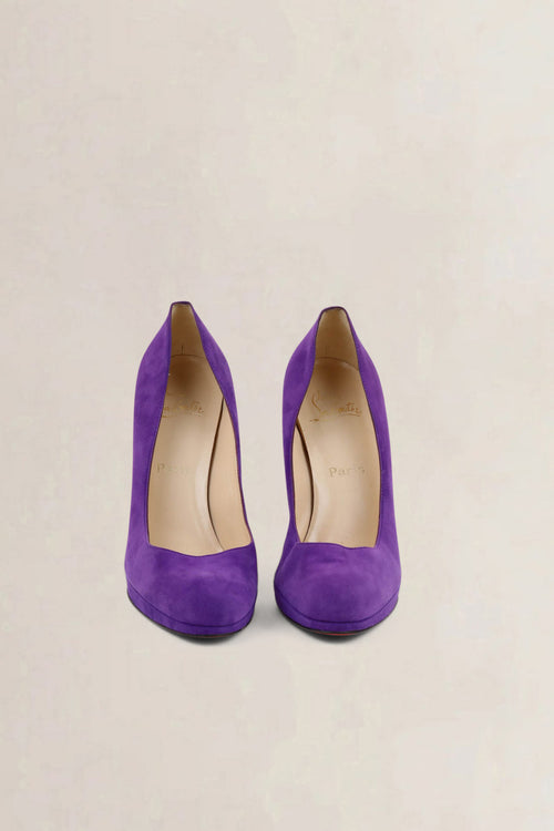 Christian Louboutin Filo 120 Purple Suède Platform Pumps
