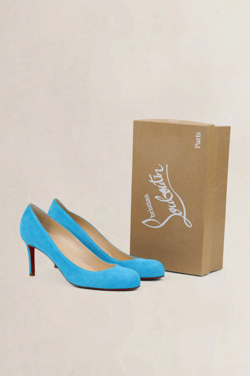 Christian Louboutin Filo 100 Turquoise Suède Platform Pumps