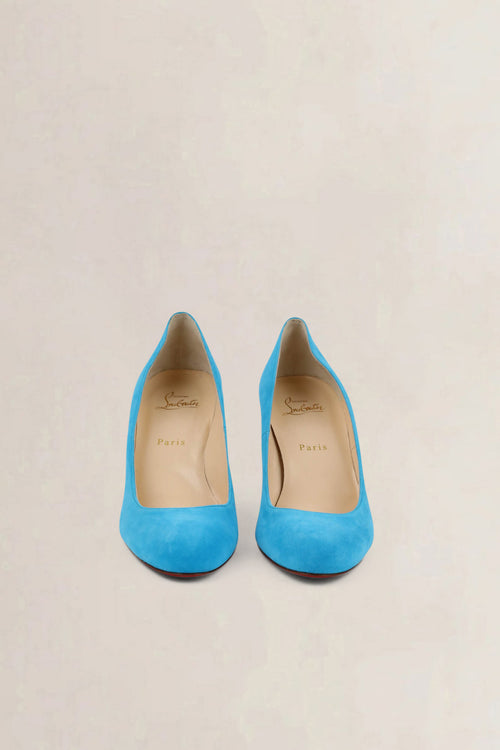 Christian Louboutin Filo 100 Turquoise Suède Platform Pumps