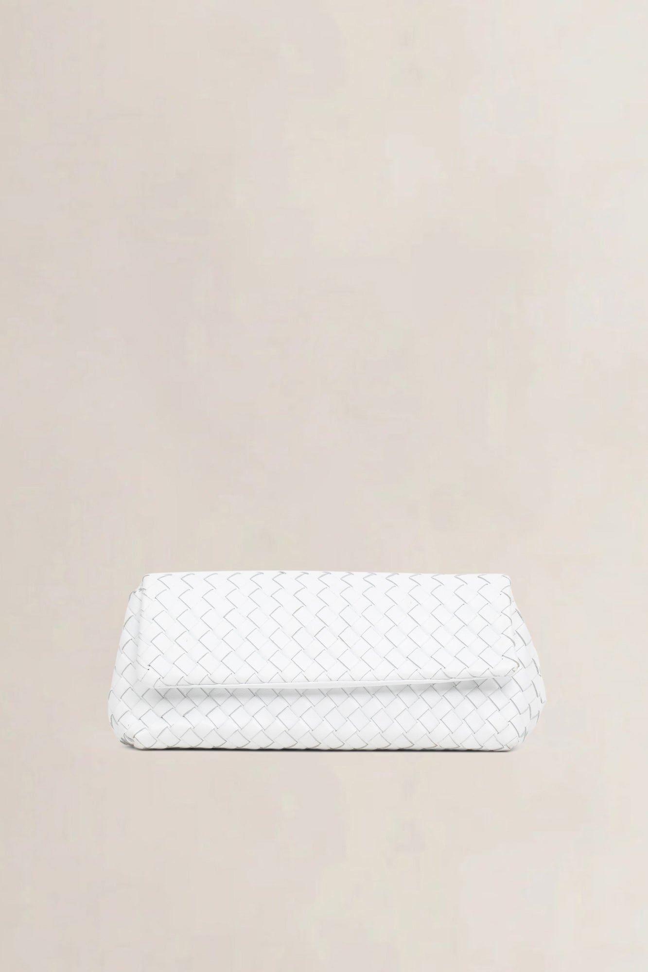 White Intrecciato Leather Clutch