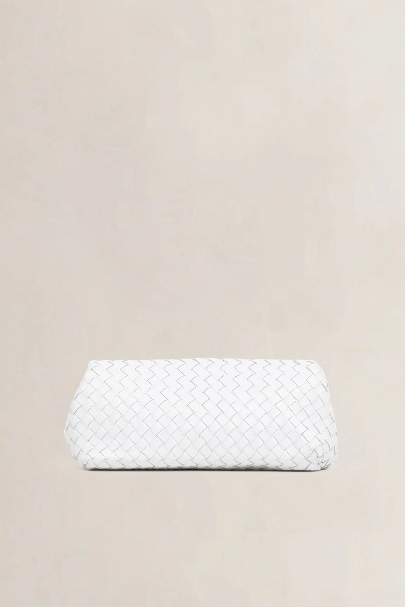 White Intrecciato Leather Clutch