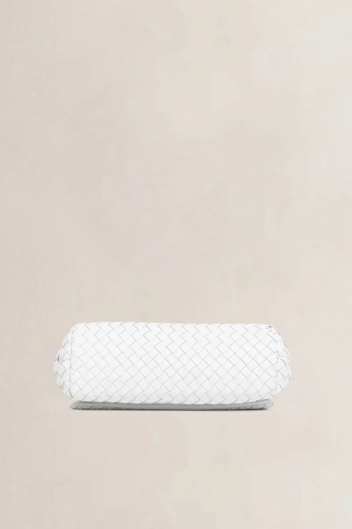 White Intrecciato Leather Clutch