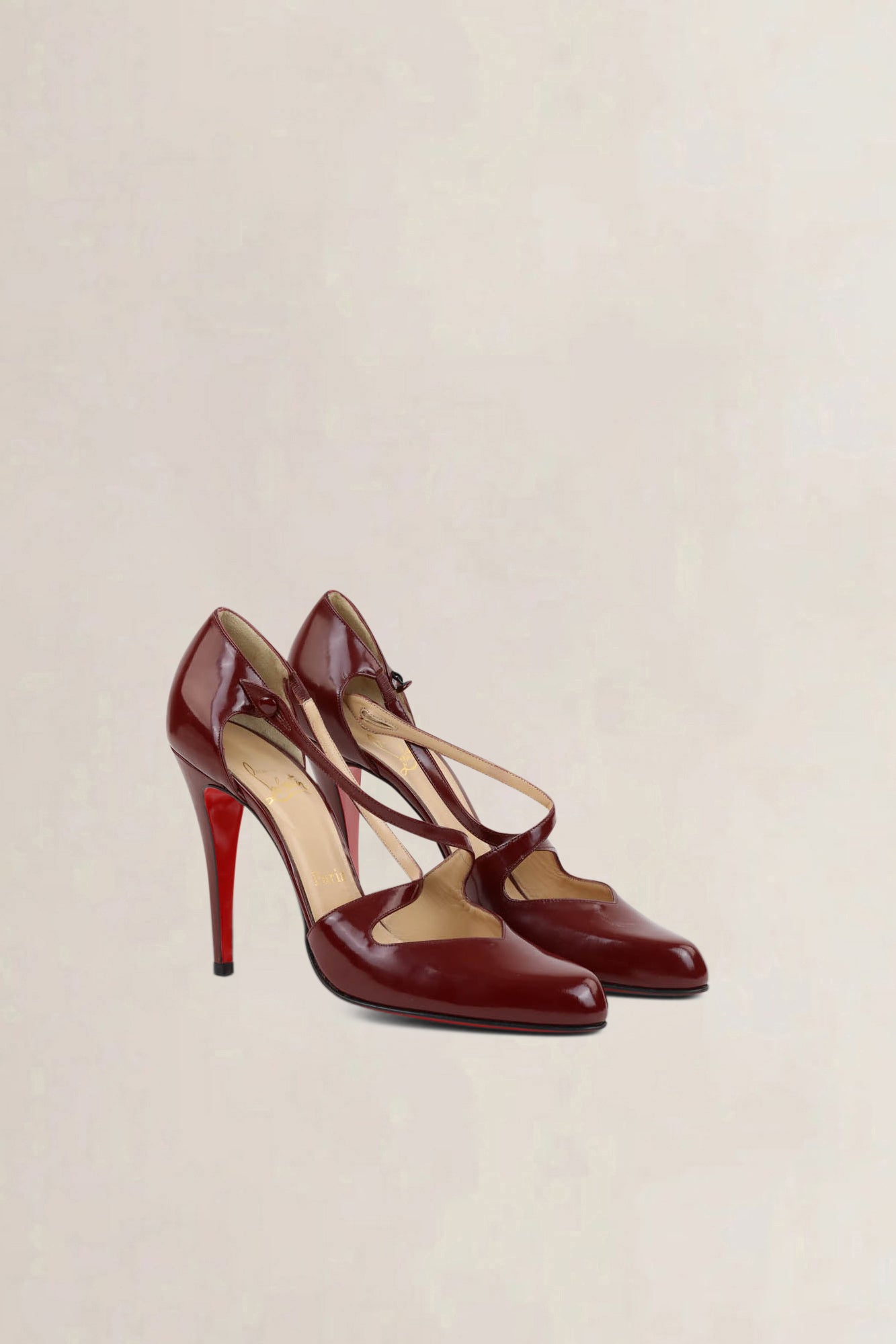 Christian Louboutin Burgundy Patent D'Orsay Pumps