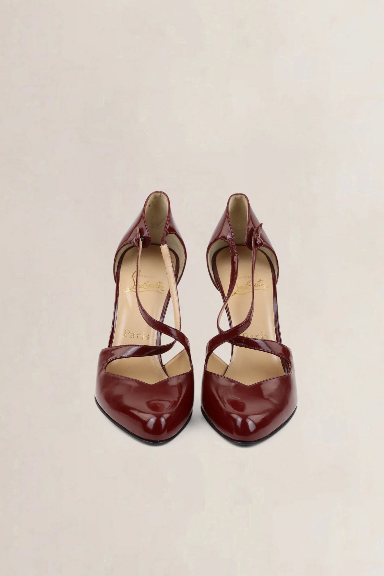 Christian Louboutin Burgundy Patent D'Orsay Pumps