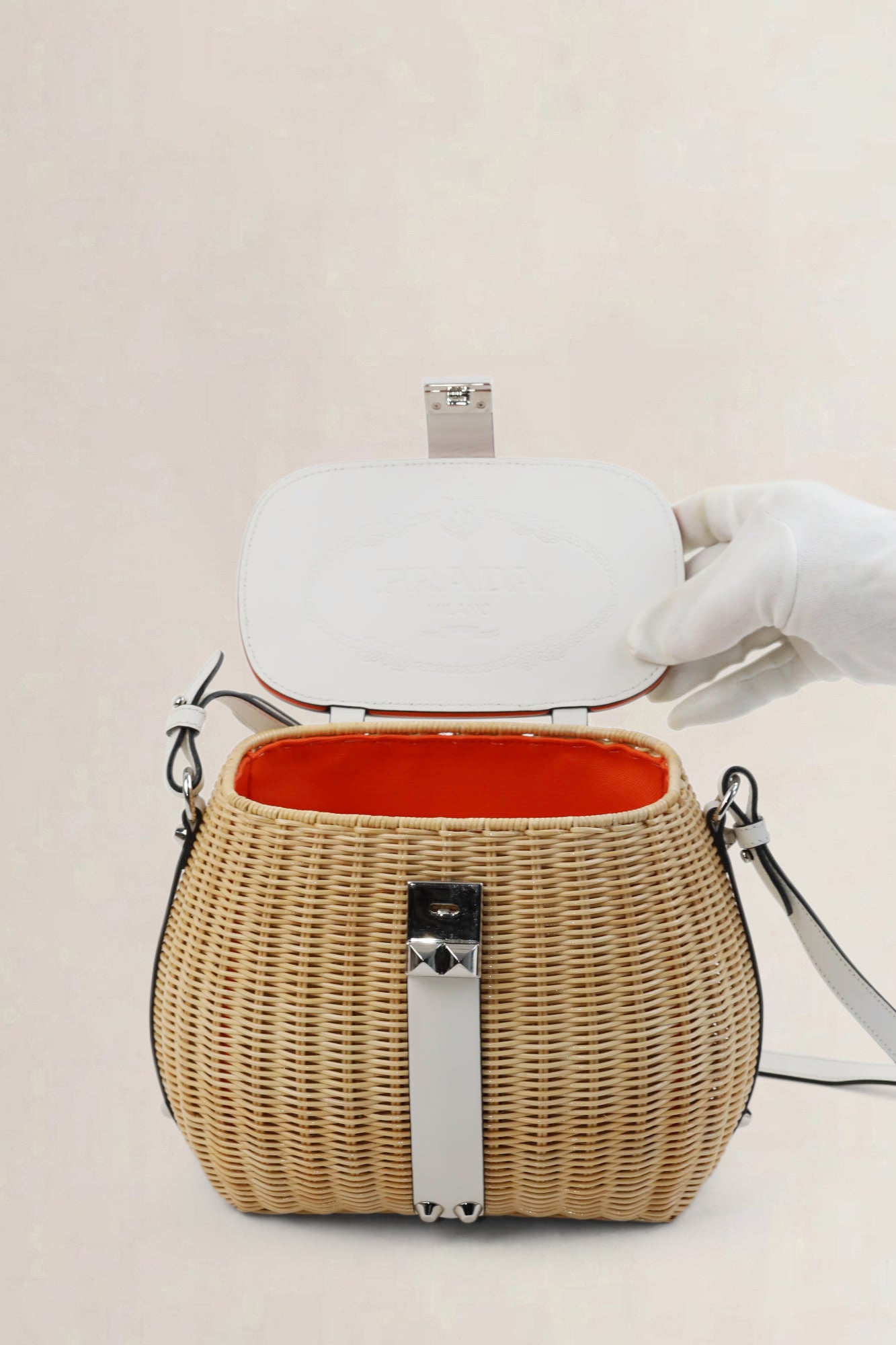 White City Calf & Midollino Basket Bag