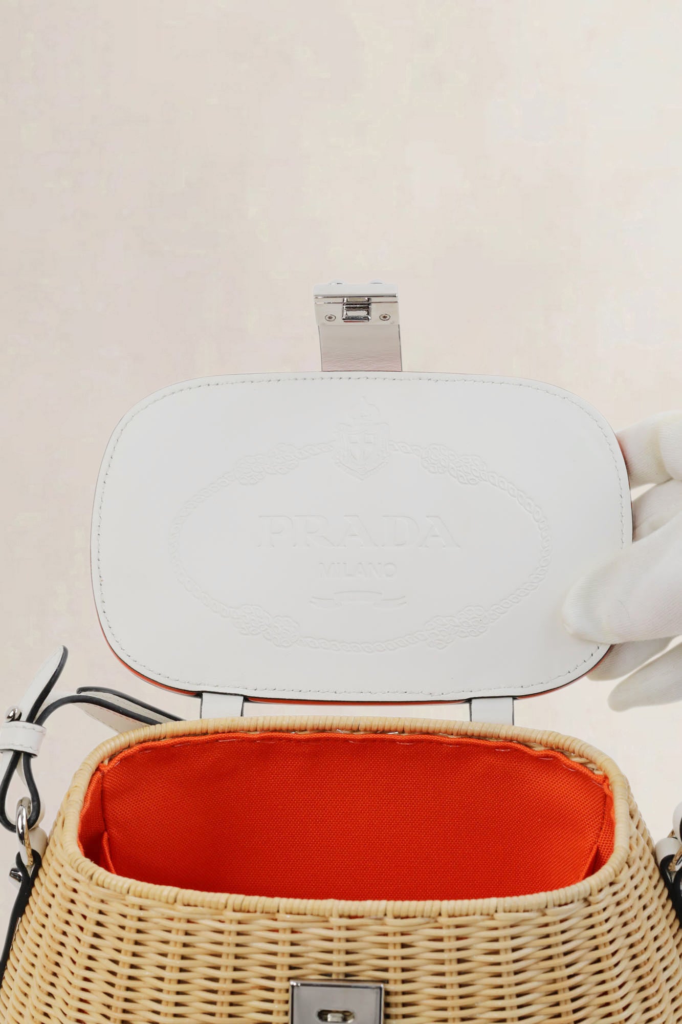 White City Calf & Midollino Basket Bag