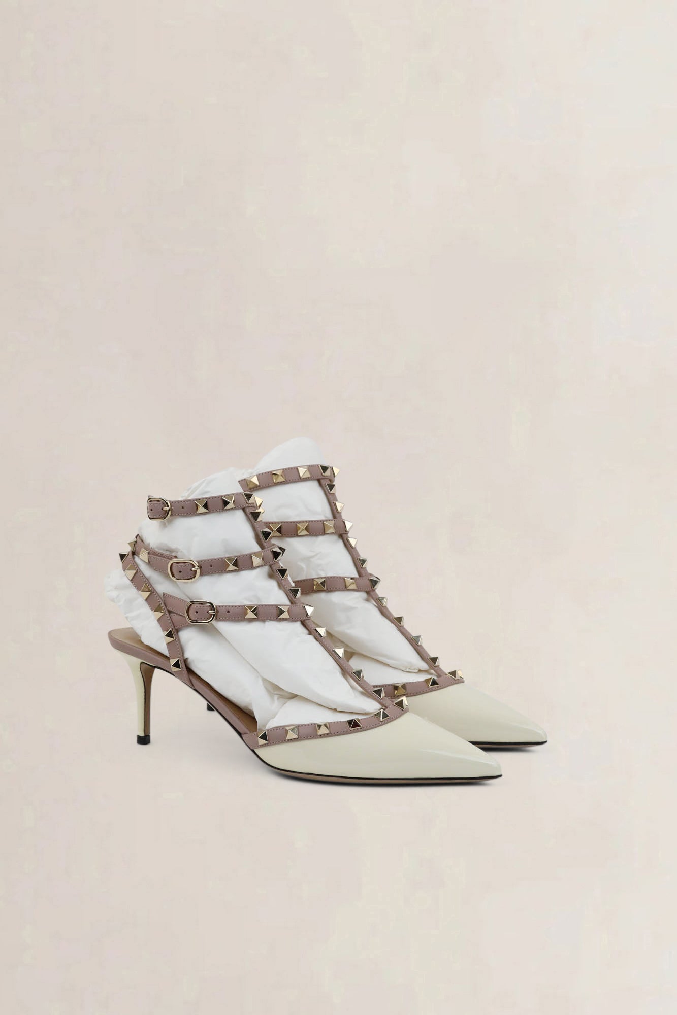 Valentino Garavani Ivory Rockstud Caged Pumps
