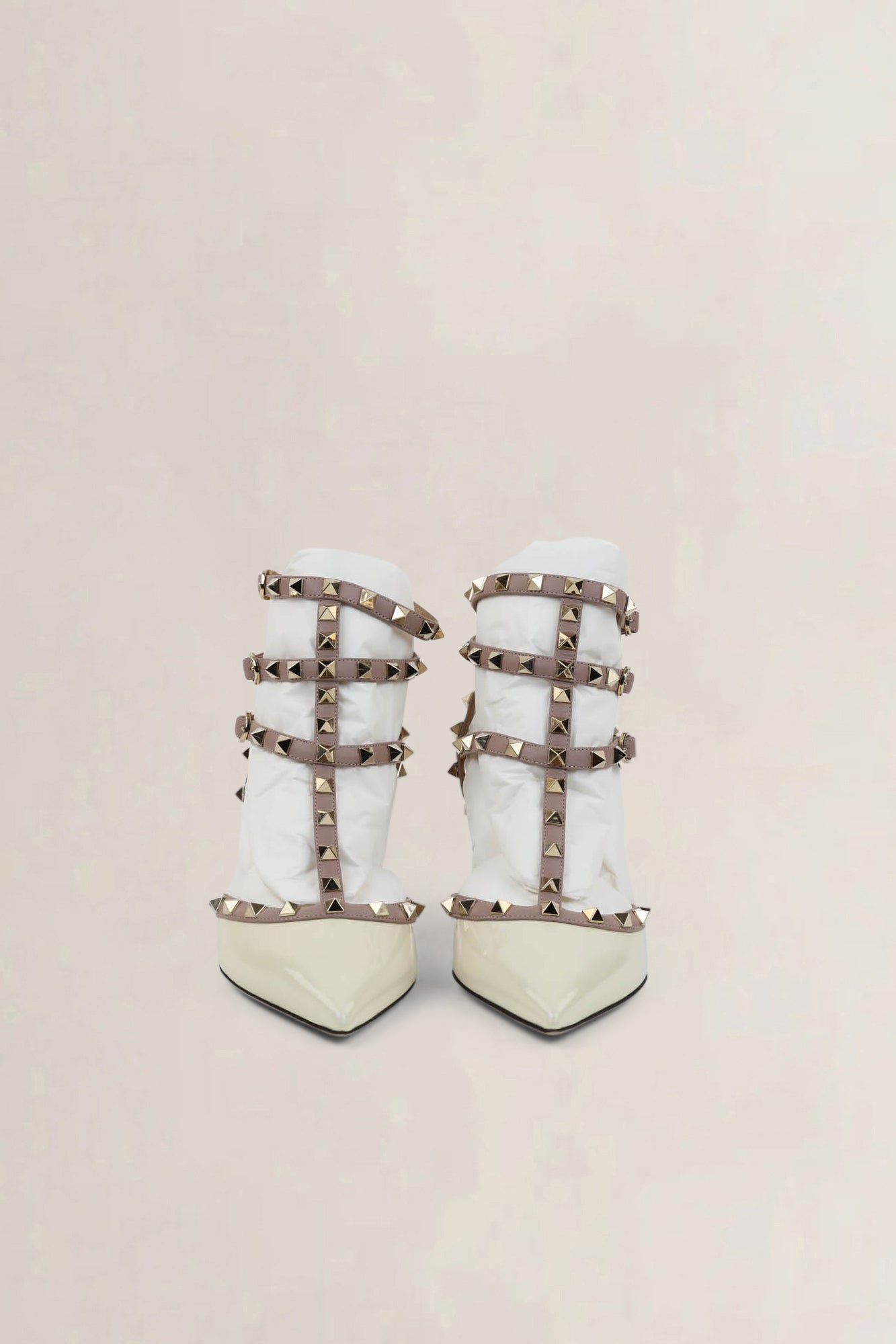 Valentino Garavani Ivory Rockstud Caged Pumps