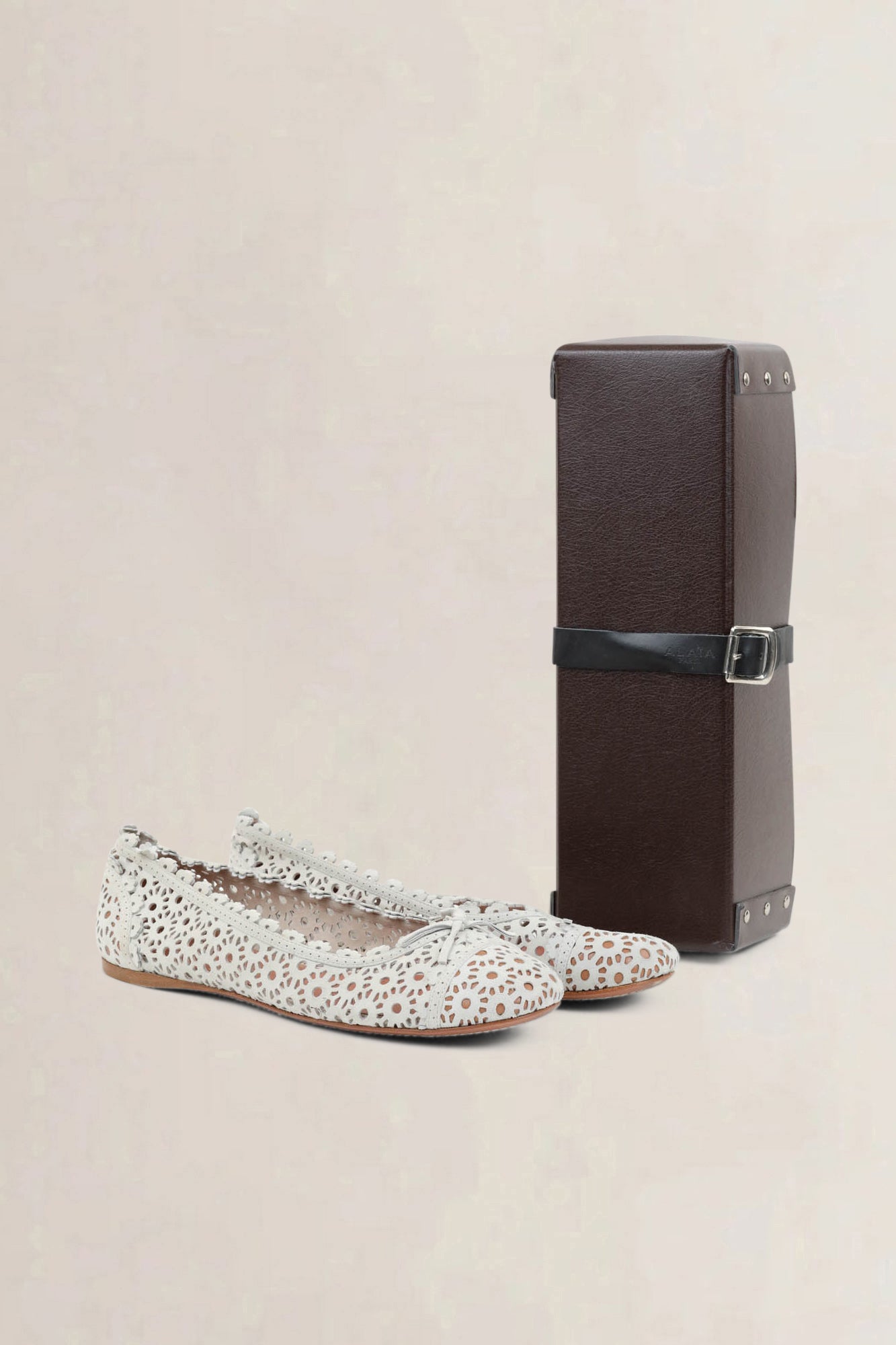 Alaïa White Leather Ballet Flats