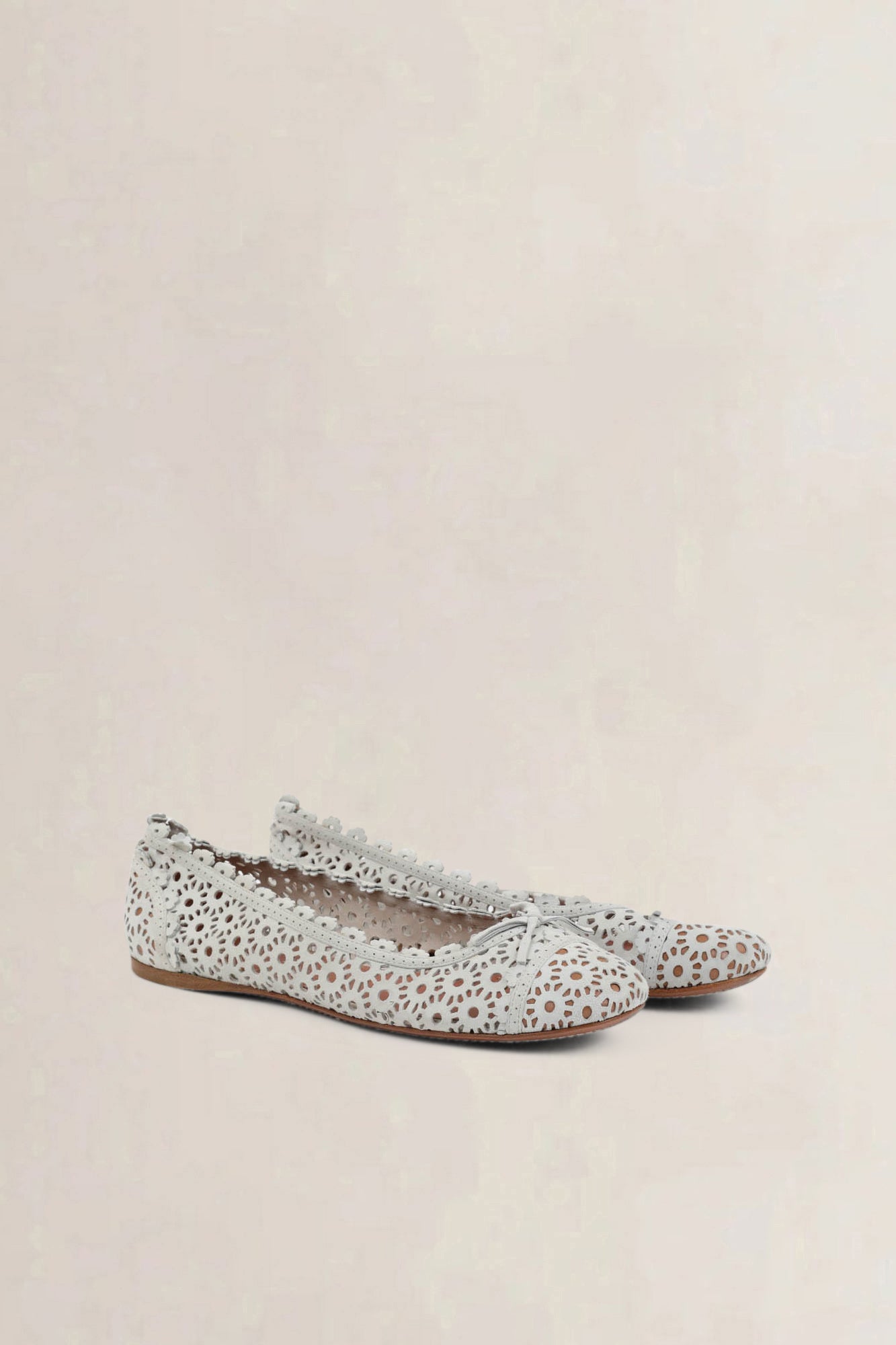 Alaïa White Leather Ballet Flats