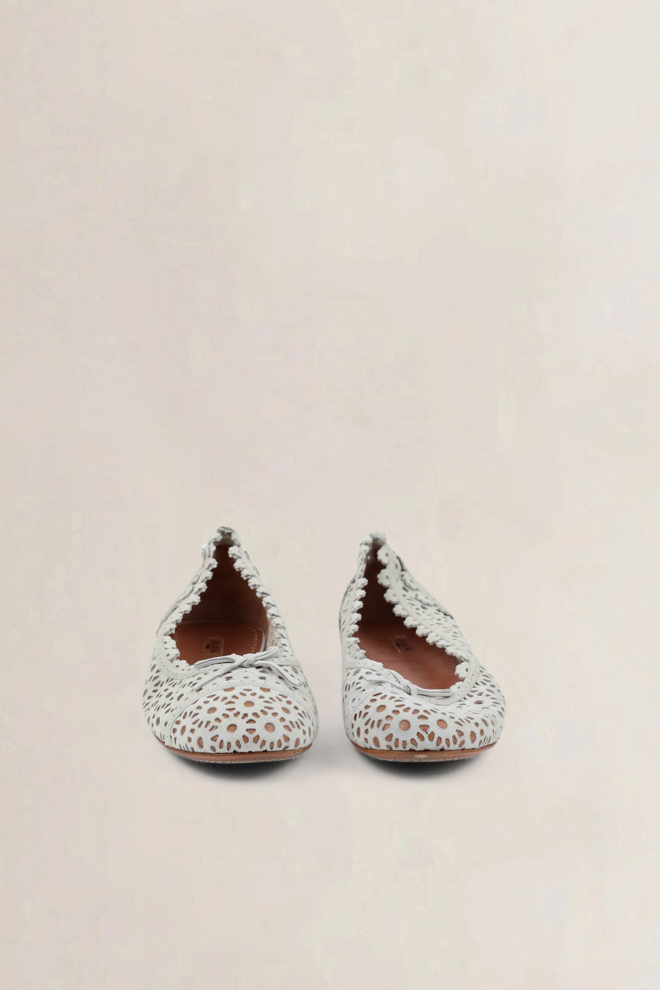 Alaïa White Leather Ballet Flats