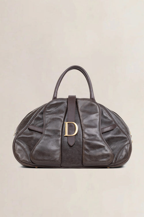Vintage Double Saddle Bowler Top Handle Bag